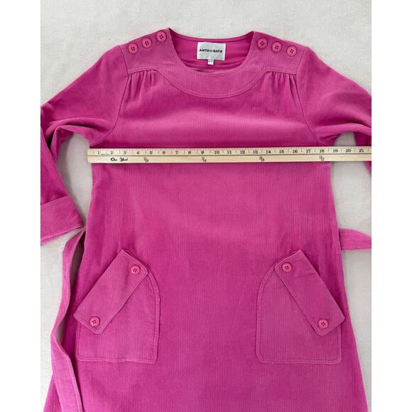 Antik Batik Anthropologie Pink Corduroy Dress A line Tie Waist 36 S M NWOT - Picture 9 of 11
